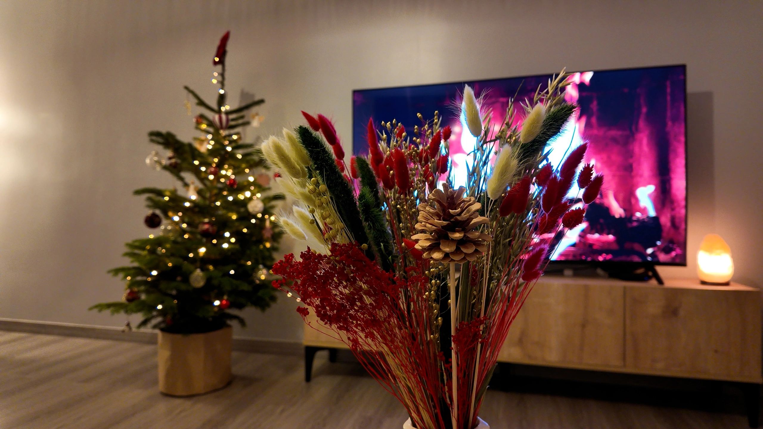 Decorative floral arrangement in home setting